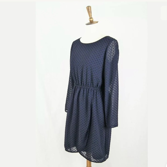 ❌SOLD❌J.Crew Factory Navy Clio Dot Tulip Hem Dress - Picture 2 of 6